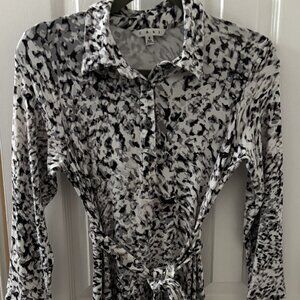 CABI Women's Black White Grey Print Jersey Stretch 3/4 Sleeve Dress Size Small